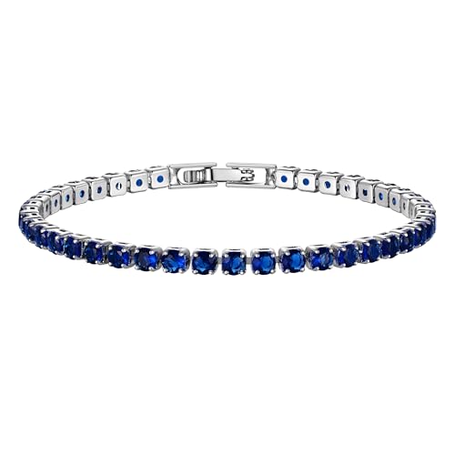 Detalle de Just Being Cute Bracciale tennis Zirconia 5A+ 3mm Argento Blu 18 cm