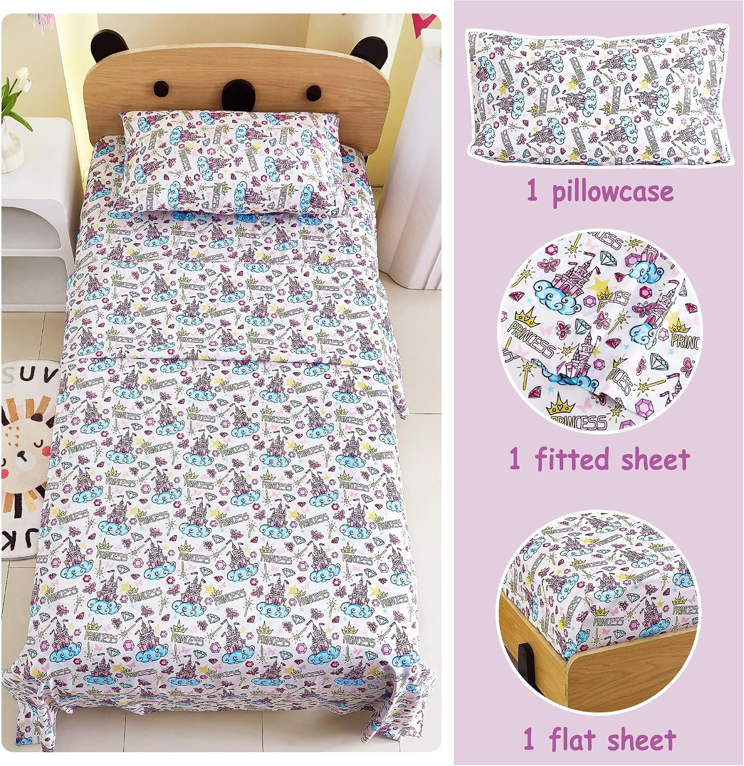 Thumbnail 6 de Softan Kids Twin Bed Sheet Set, Castle Diamond Microfibre, Deep Pocket