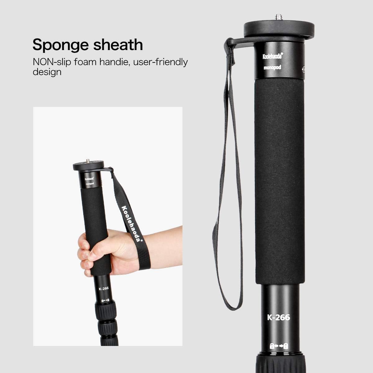 Thumbnail 4 de Koolehaoda K-266 6-Section Compact Monopod (Black) — aluminium unipod stick for portable photography