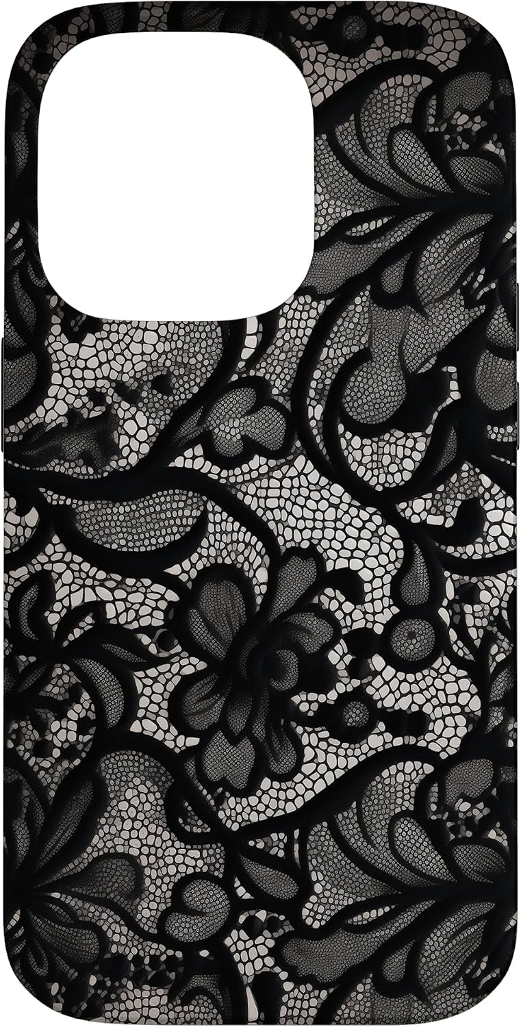 Detalle de Motif Vintage Dentelle Noire Coque iPhone 14 Pro