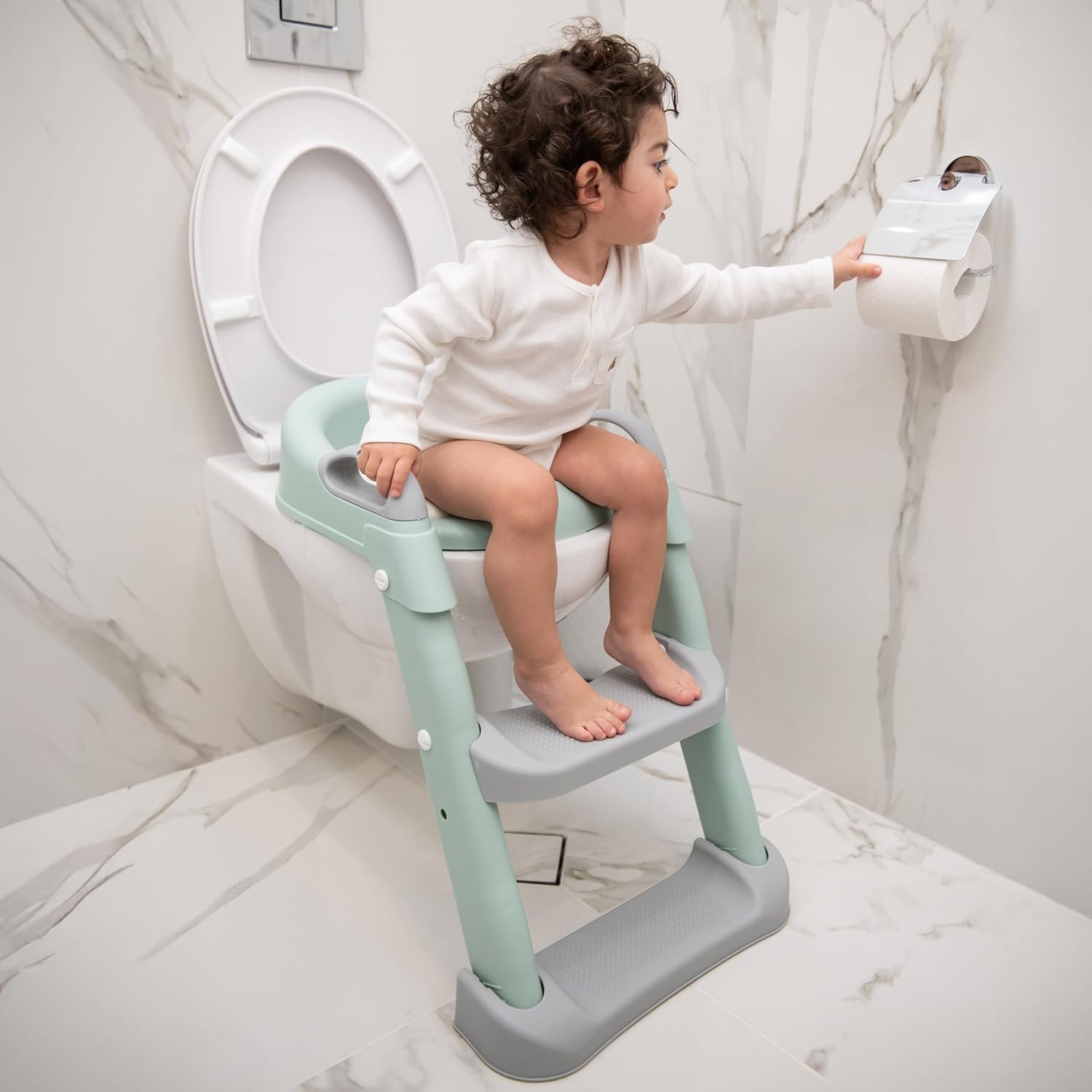 Detalle de KikkaBoo Riduttore WC bambini LEA con scaletta pieghevole - comfort e sicurezza per 12–60 mesi
