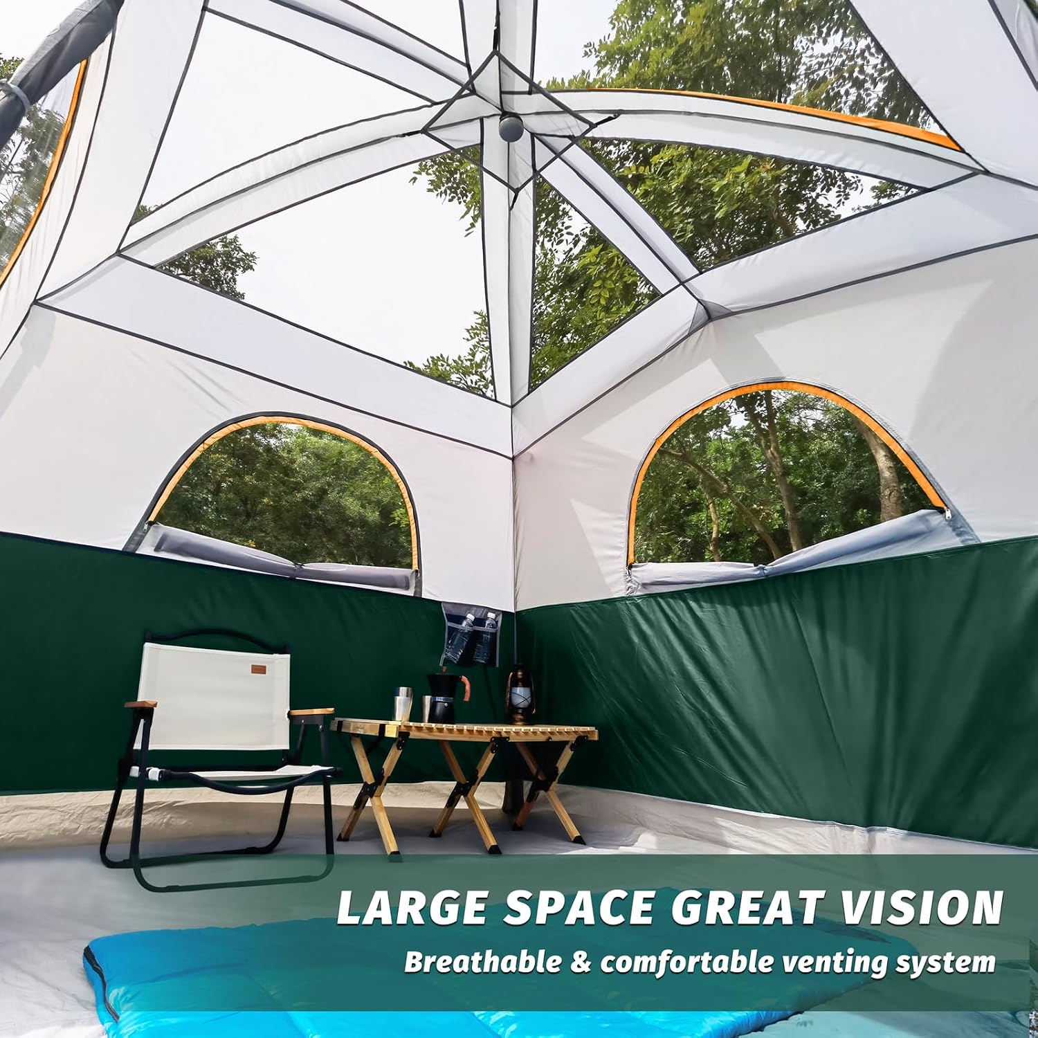 Detalle de UNP 6 Person Camping Tent: Waterproof Family Cabin with Rainfly, 10' x 9' x 78