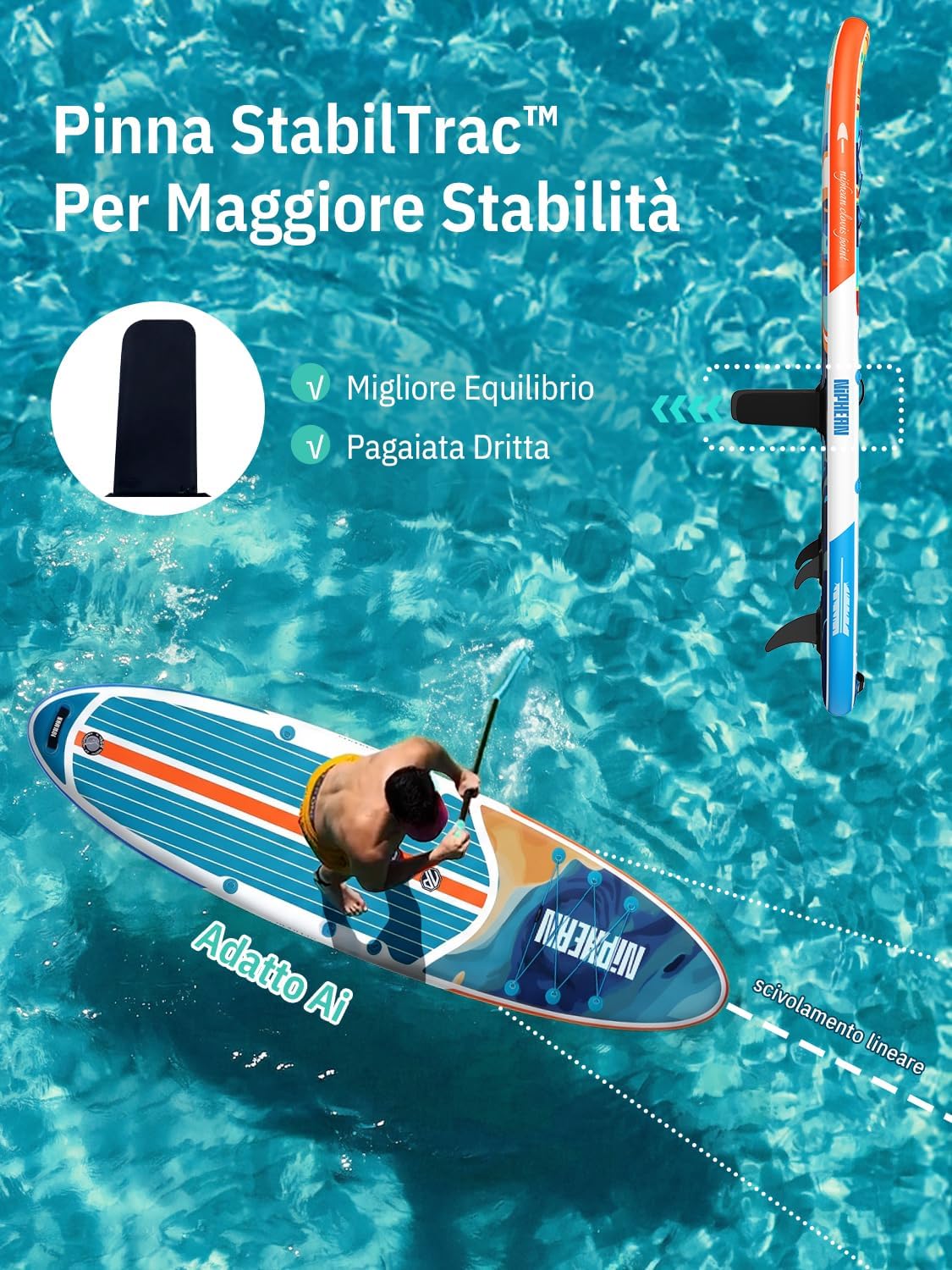 Detalle de Niphean SUP Gonfiabile Adulti con Tutti gli Accessori – Tavola da Stand Up Paddle 320 cm