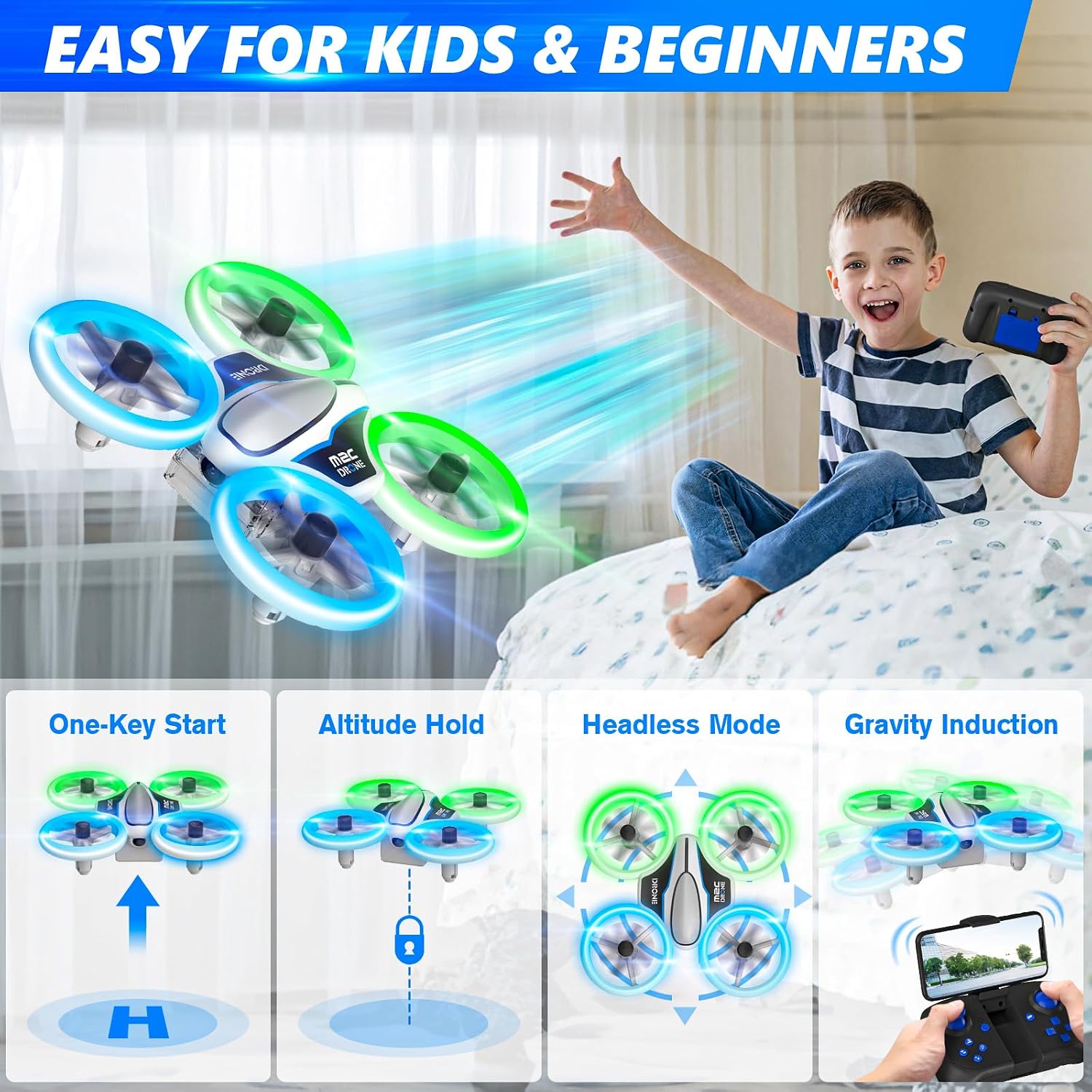 Detalle de M2C Mini Drone 720P camera with 3 batteries