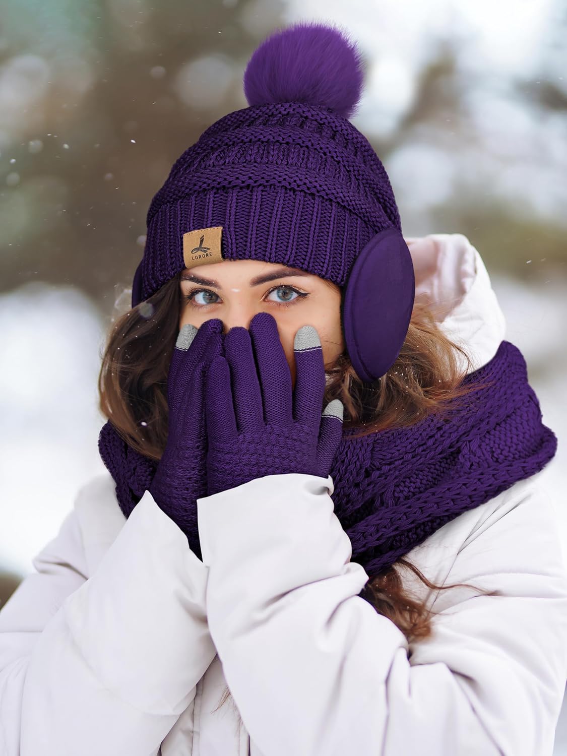 Detalle de LOROME Winter Hat, Scarf, and Gloves Set, Acrylic