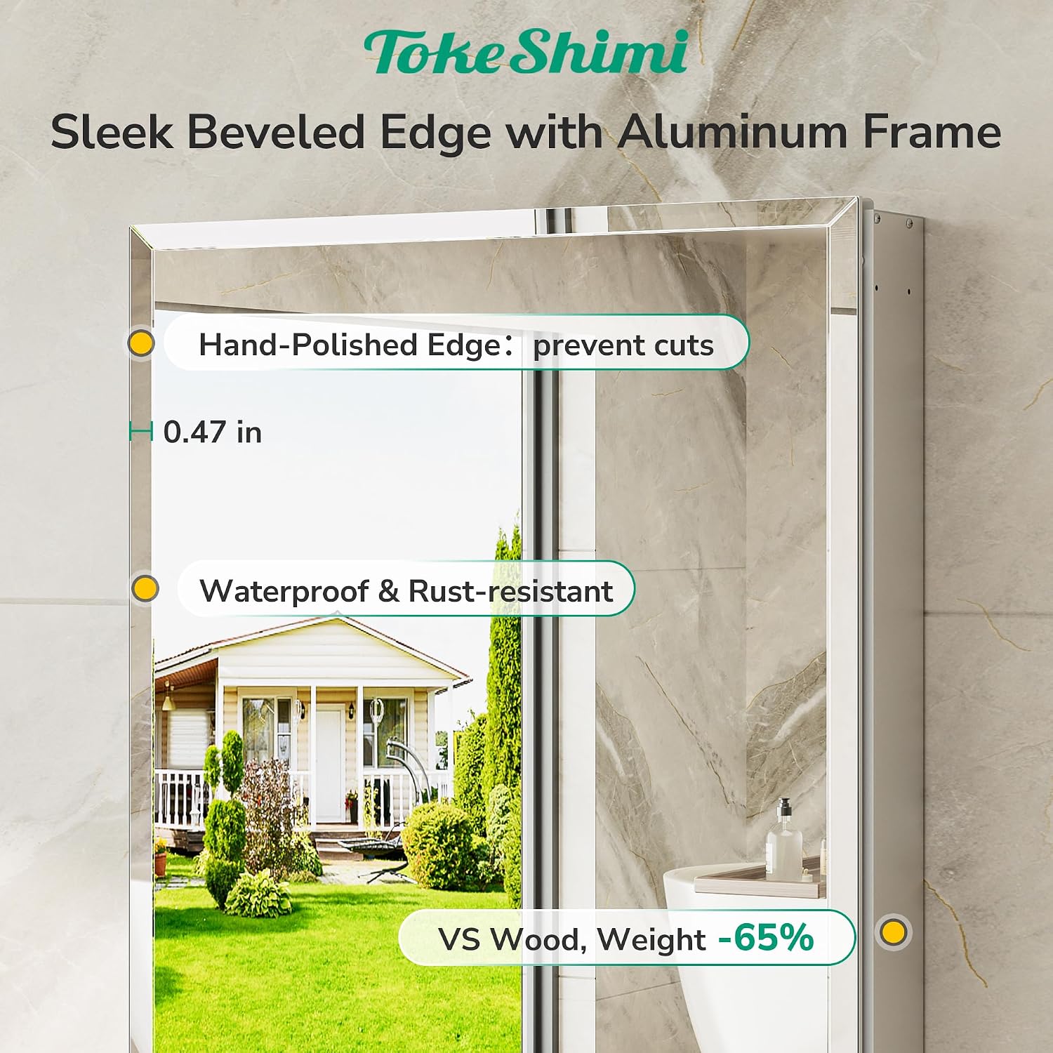 Detalle de TokeShimi 14 x 18 Recessed Medicine Cabinet with Mirror
