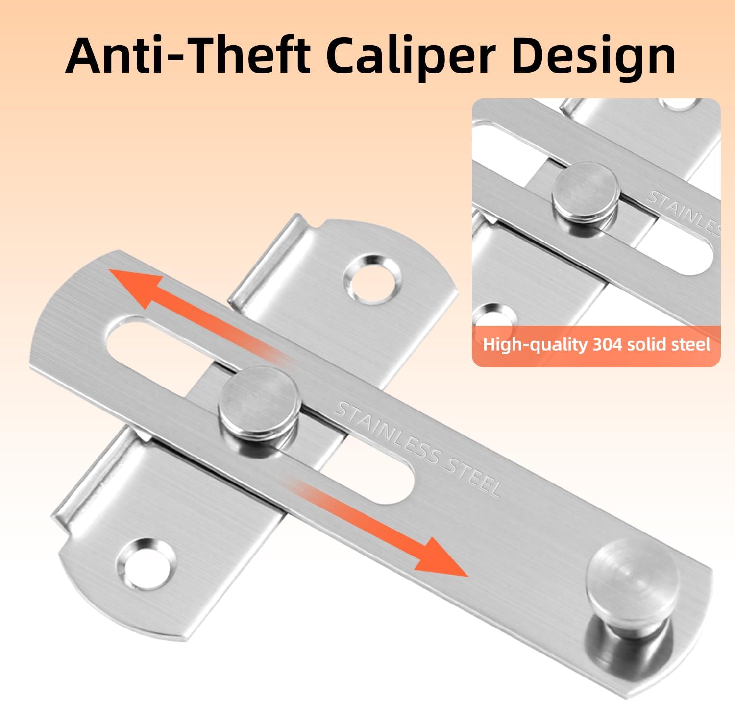 Thumbnail 6 de Croerw 4 Zoll Klappbarer Schiebetürriegel Silber