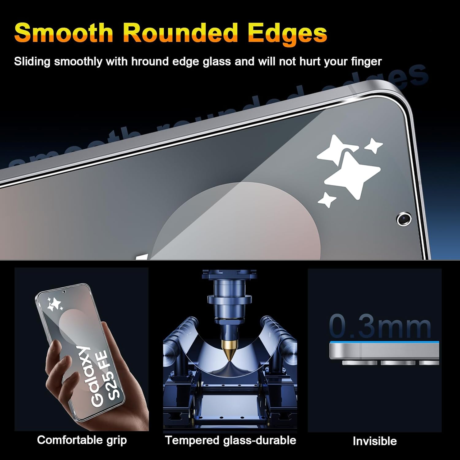 Thumbnail 3 de QULLOO Schutzfolie für Samsung Galaxy S25 FE – 3er Set Displayschutzfolie + Kameraschutz, 9H gehärtetes Glas