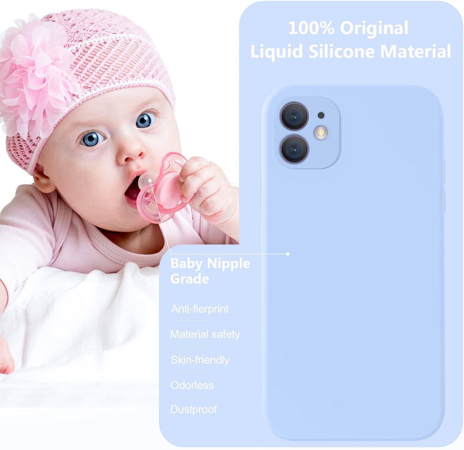 Thumbnail 6 de Vooii iPhone 11 Case — Upgraded Liquid Silicone with Flat Edges, Camera Protection and Microfibre Lining (6.1in) in Light Blue