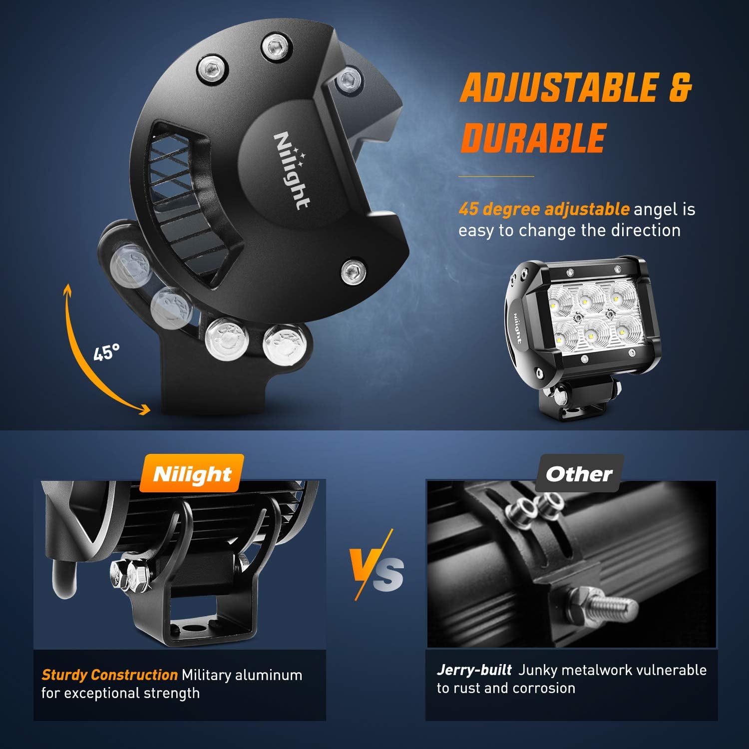 Thumbnail 4 de Nilight LED Pods 4PCS 18W Flood Lights