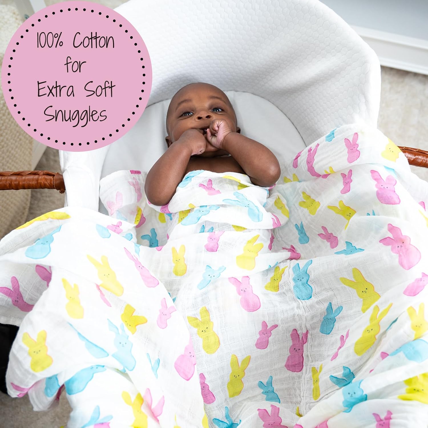 Detalle de LollyBanks Muslin Swaddle Blanket 47 x 47 in