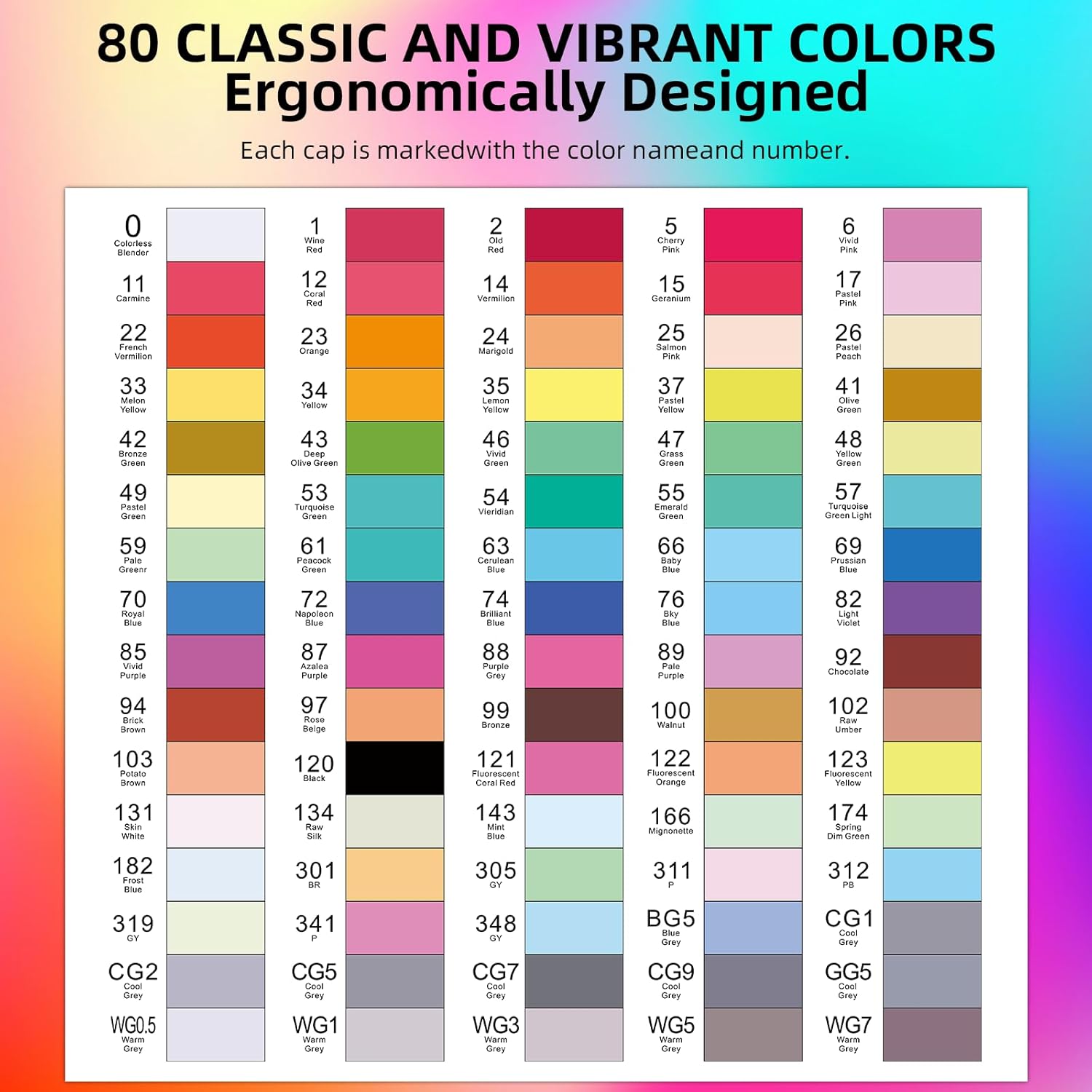 Detalle de HOMESILMO 80-Colour Alcohol Markers Set: Double-Point Precision for Creative Adults