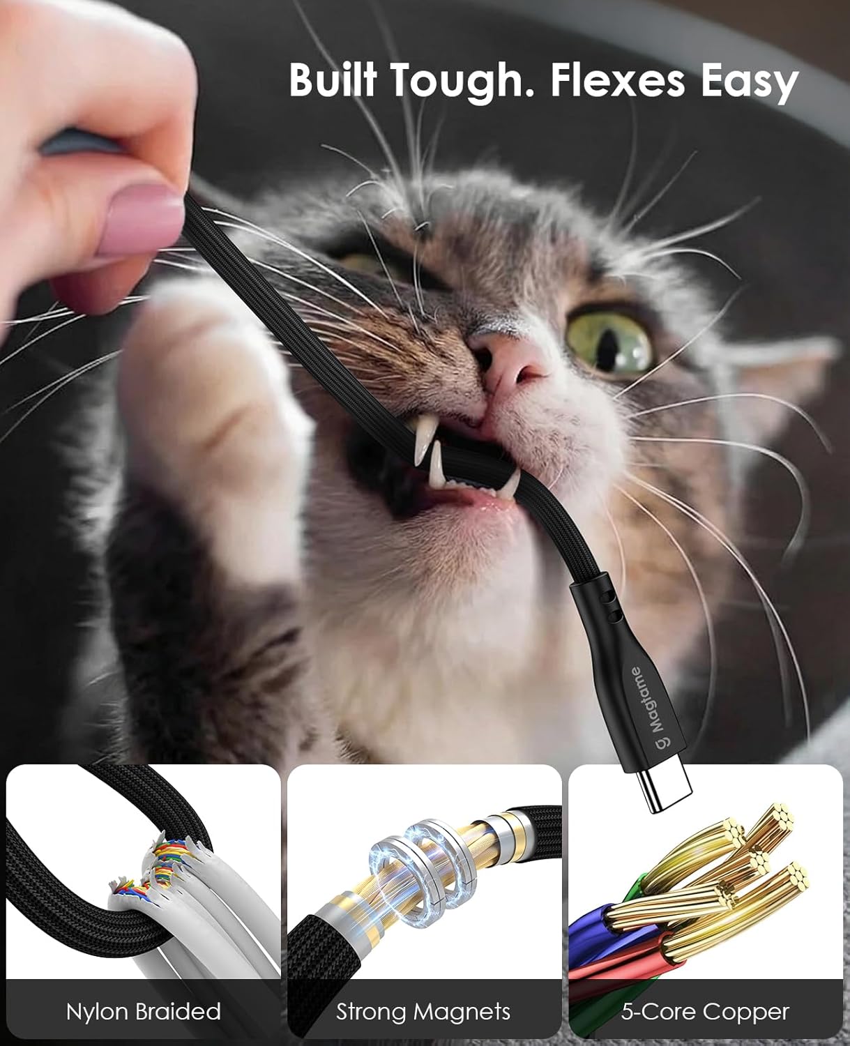 Thumbnail 5 de Magtame Magnetic USB A to USB C Cable Coiled 27W (3.3ft/1M) — Self-Winding, Tangle-Free Charging