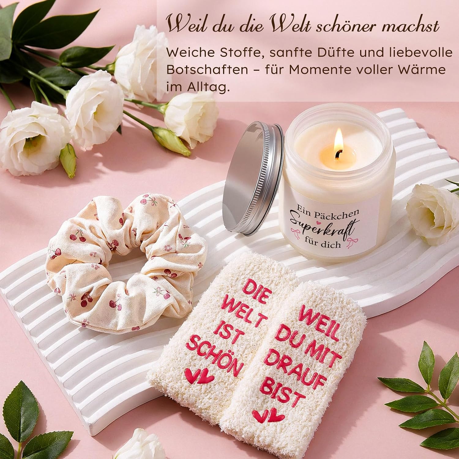 Thumbnail 4 de Giftota Geschenkset für Frauen – Glücksschwein Self Care Wellness Geschenkbox mit Schleifen-Glasbecher & Duftkerze