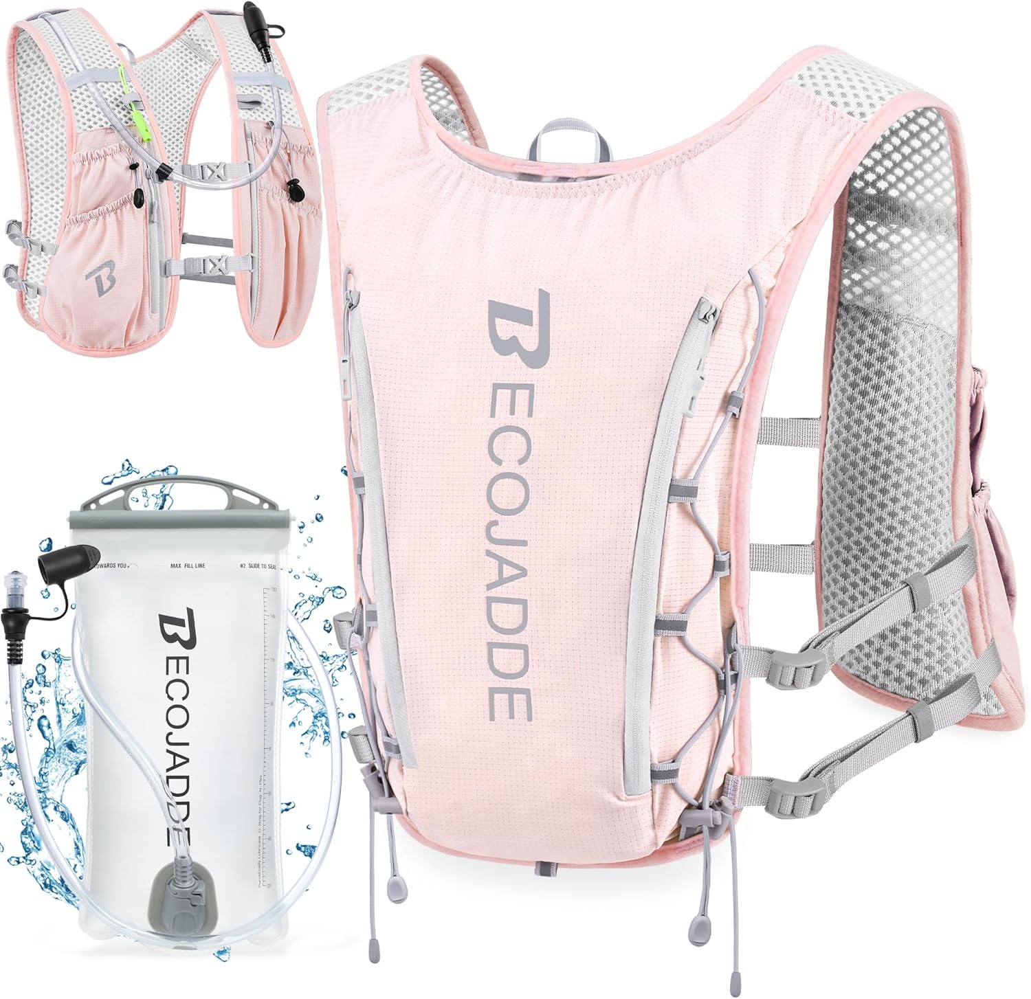 Detalle de BECOJADDE Running Vest for Women & Men — 5L/6L Lightweight Hydration Backpack for Marathon, Trail, Cycling, and More