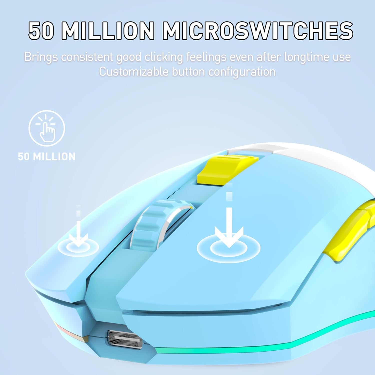 Detalle de DAREU EM901X: mouse gaming wireless con dock di ricarica magnetico, 12K DPI e 6 pulsanti programmabili