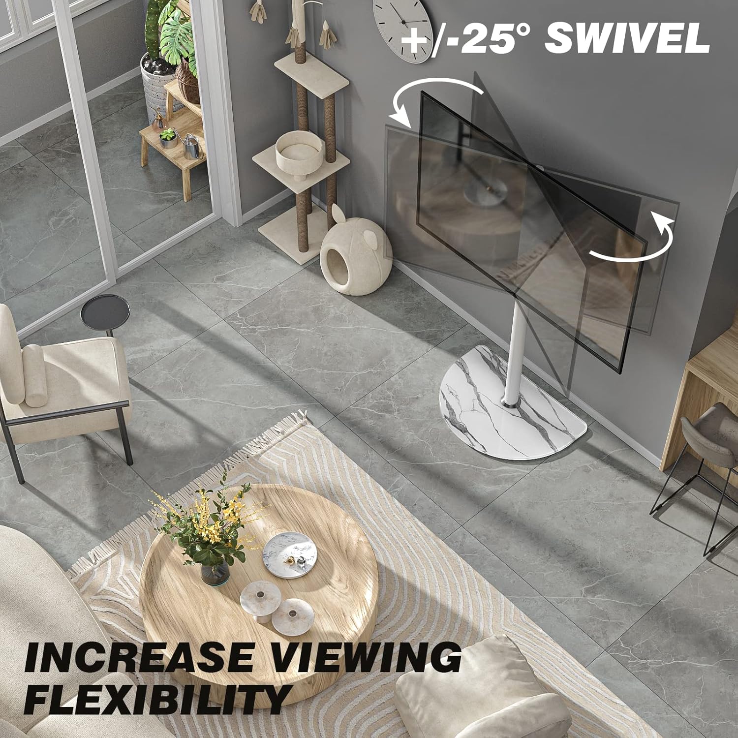 Thumbnail 6 de Rfiver RFIVER Support TV au sol pivotant pour écrans plats 32 à 65 pouces, hauteur réglable