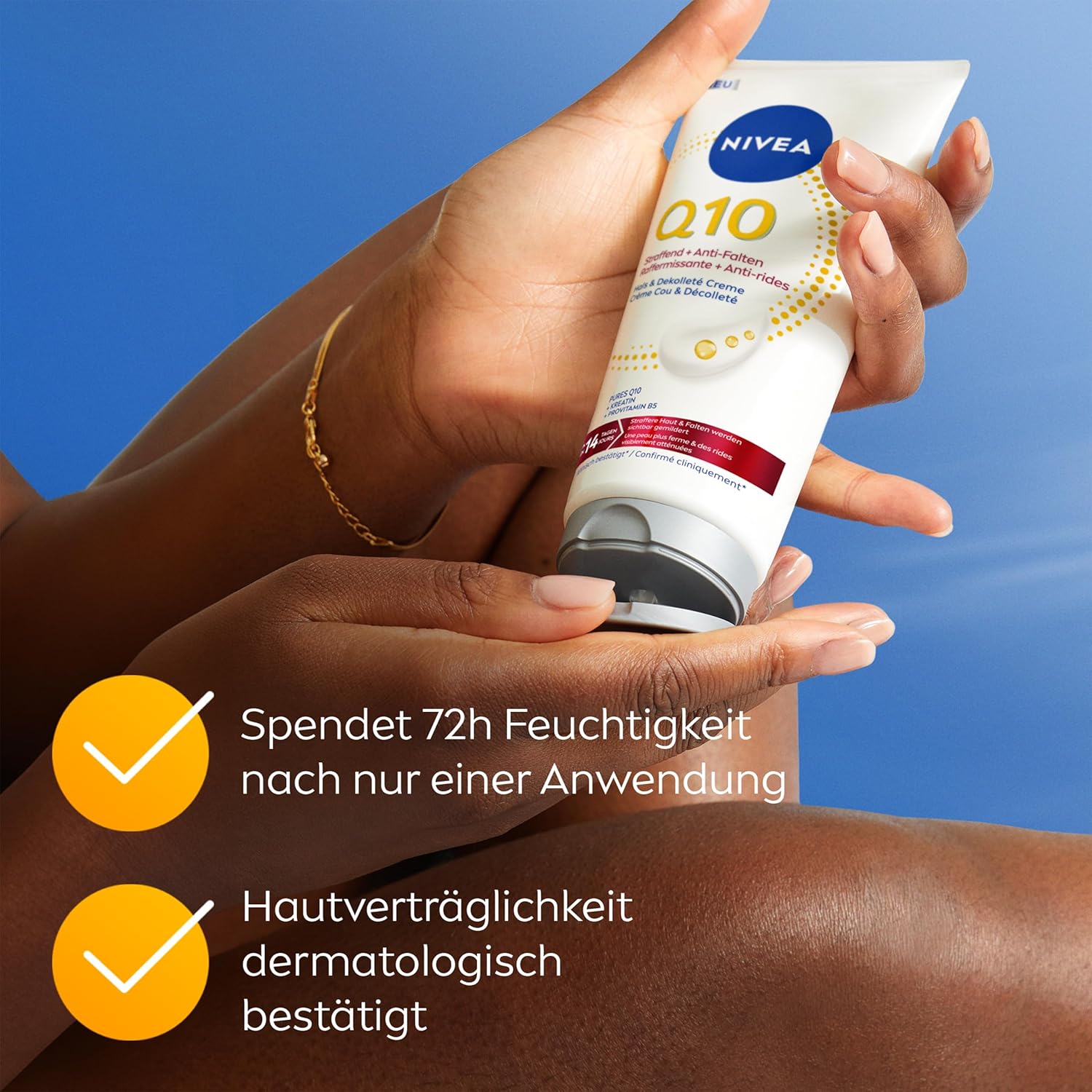 Thumbnail 2 de NIVEA Body Q10 Straffend + Anti-Falten Hals & Dekolleté Creme (200 ml) – nährende Körperlotion mit purem Q10