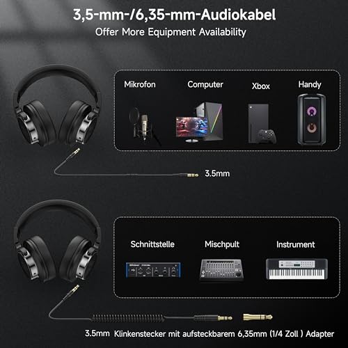 Detalle 2 de syndesmos Over Ear Kopfhörer mit Kabel – 50 mm Treiber, DJ/Studio Kopfhörer