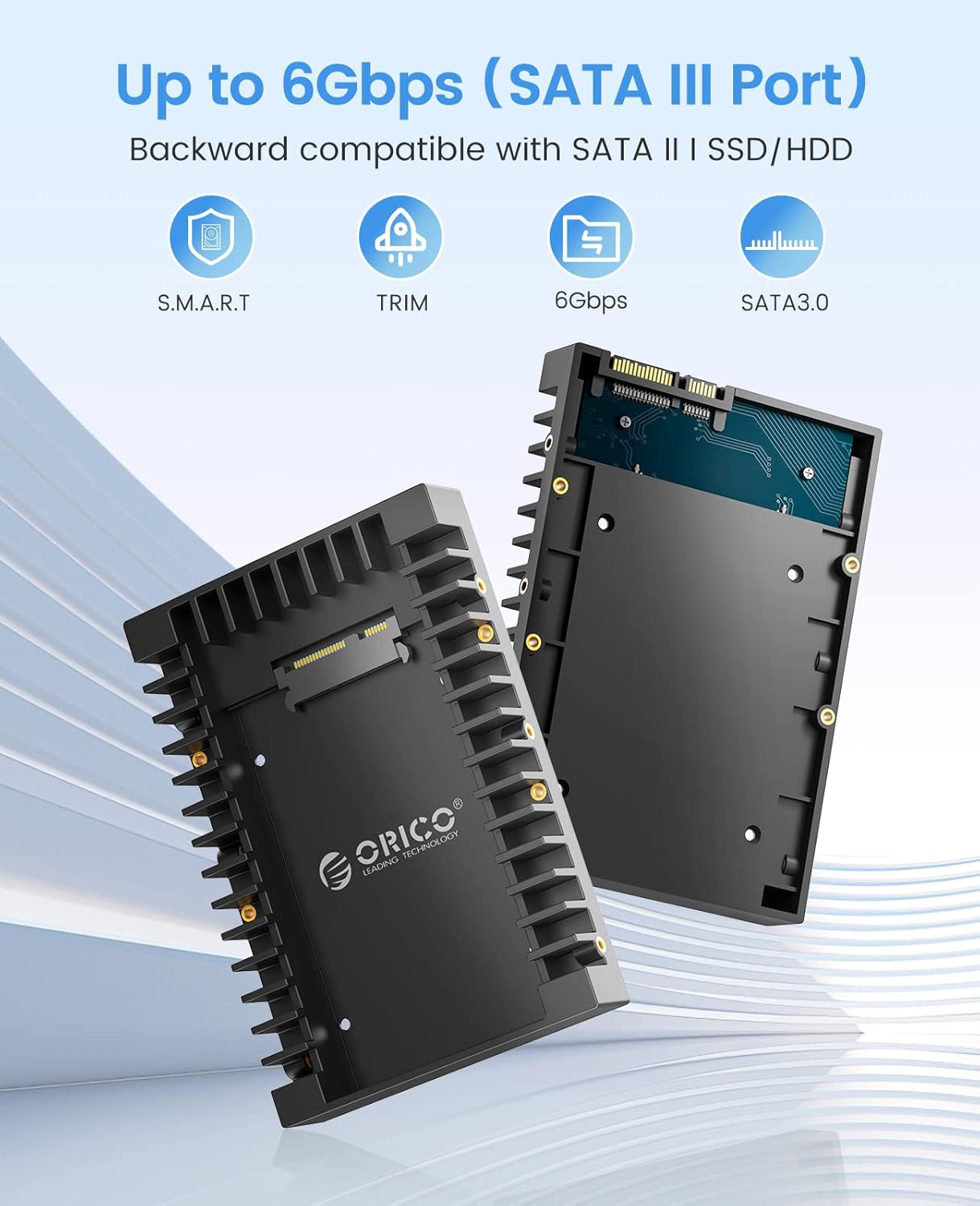 Detalle de ORICO 2.5 to 3.5 Inch HDD/SSD Mounting Bracket – Removable Mounting Bracket for 7/9.5/12.5 mm SATA Drives