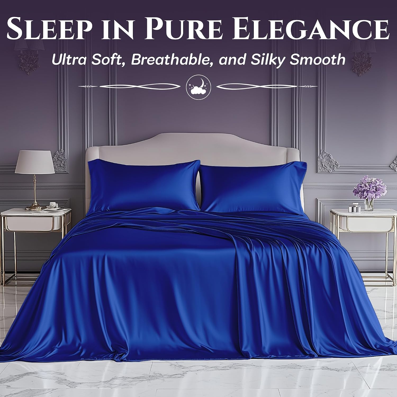 Detalle 2 de SLEEP SANCTUARY Satin Sheets Queen 15" deep pocket