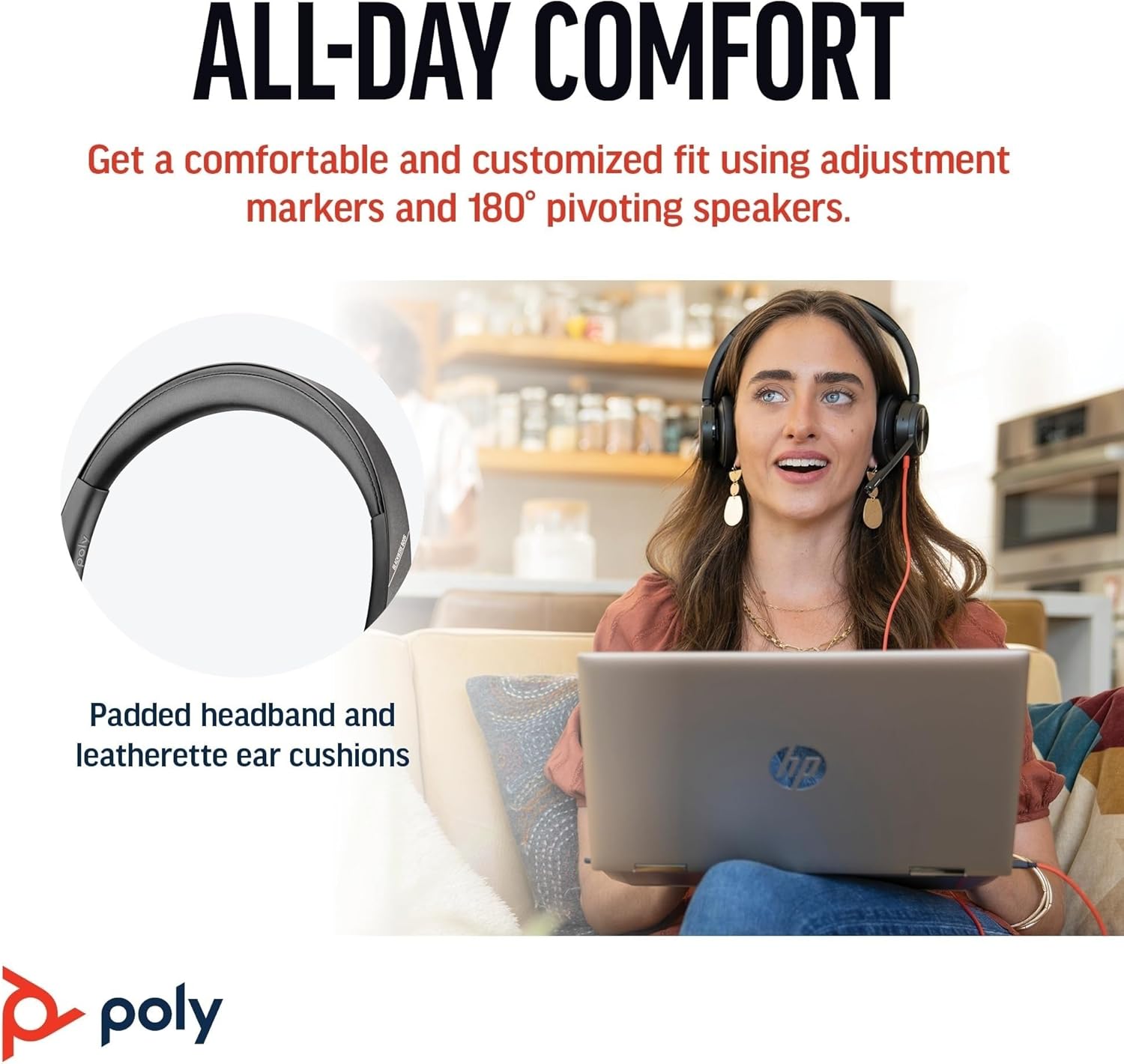 Thumbnail 4 de Poly Blackwire 8225 cuffia cablata con ANC ibrida, USB-A e USB-C, microfono con Acoustic Fence (nero)