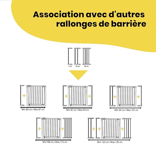 Detalle de Rallonge de barrière Safety 1st Easy Close Metal – 7 cm (sans perçage) pour barrières enfant