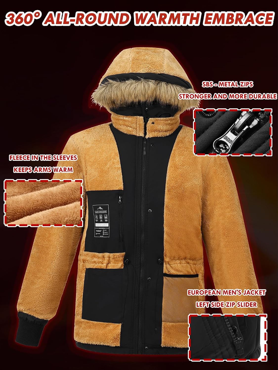 Thumbnail 5 de Peakwell Men’s Warm Winter Jacket with Detachable Hood