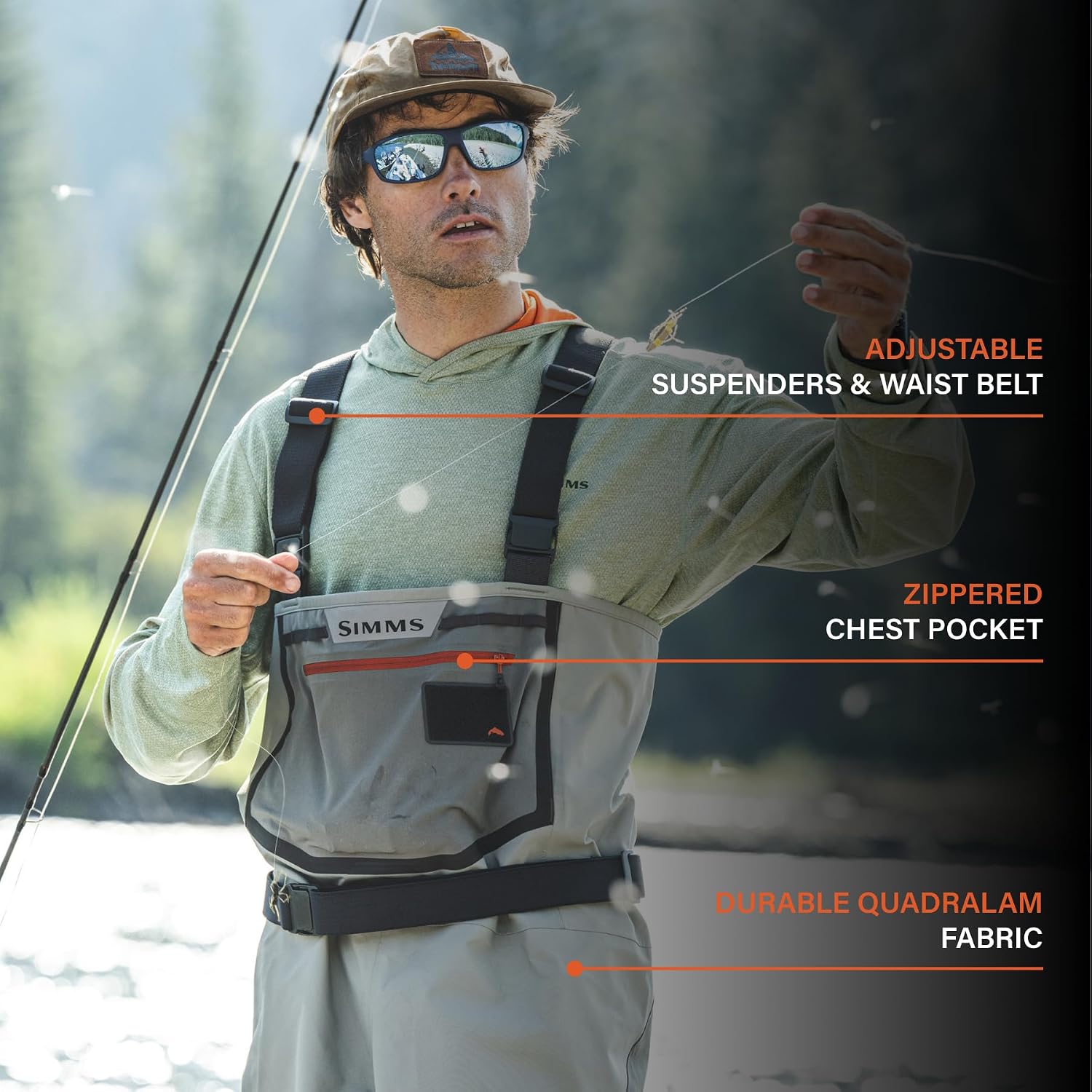Detalle de Simms Freestone Stockingfoot — Cuissardes de pêche pour homme, durables et respirantes