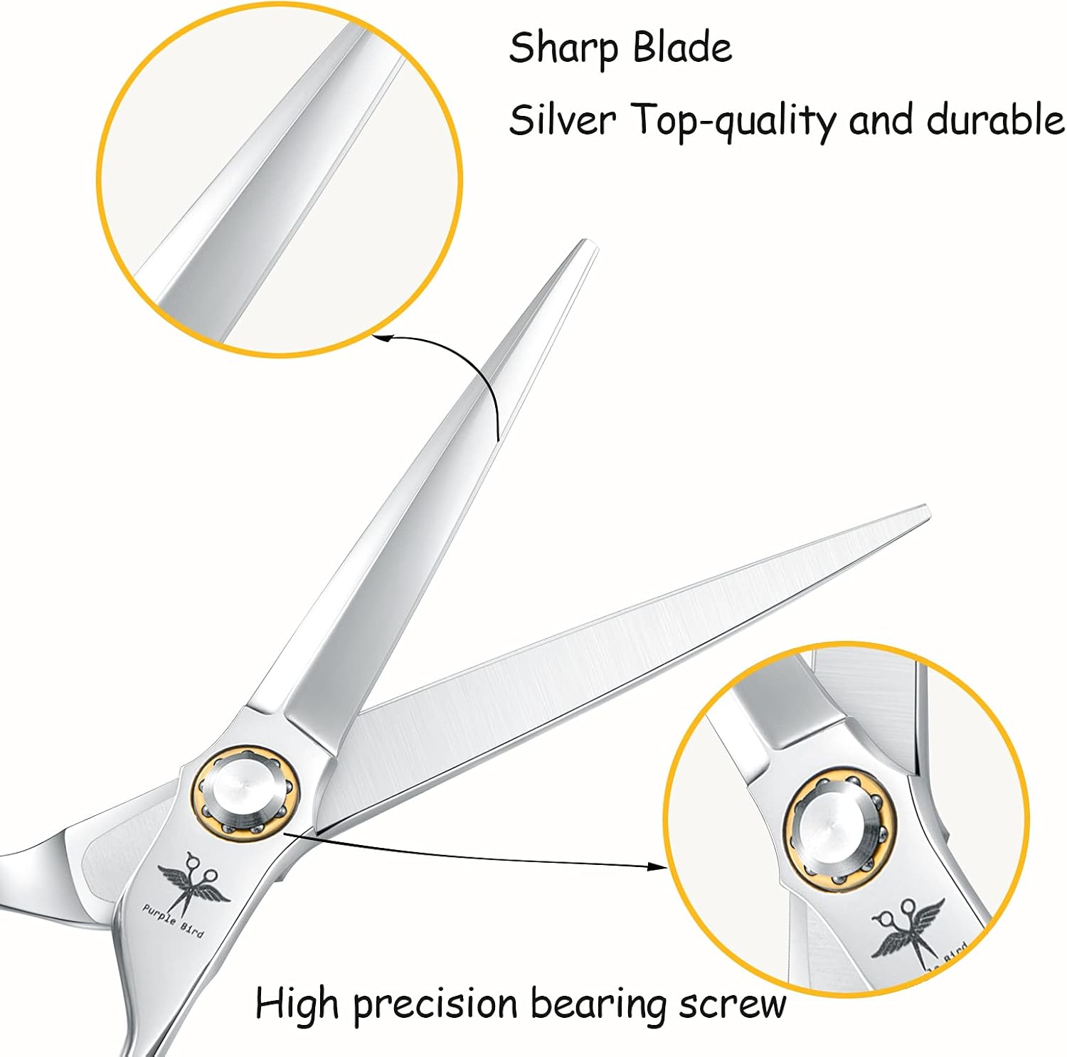 Detalle de PURPLEBIRD Professional Hairdressing Scissors (6 inch) Japanese 440C Stainless Steel
