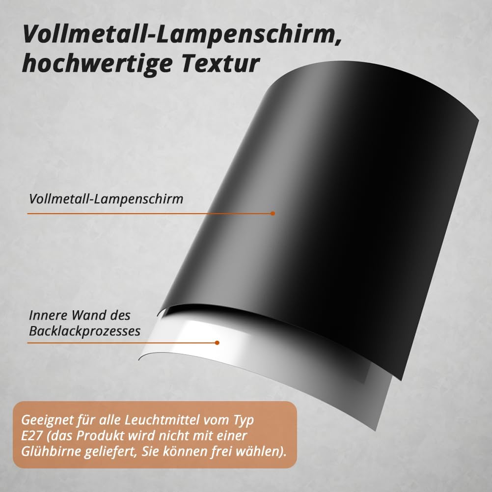 Detalle 2 de OUSFOT Stehlampe Leselampe für Wohnzimmer – Höhe 146 cm, E27, 40 W, Schwarz