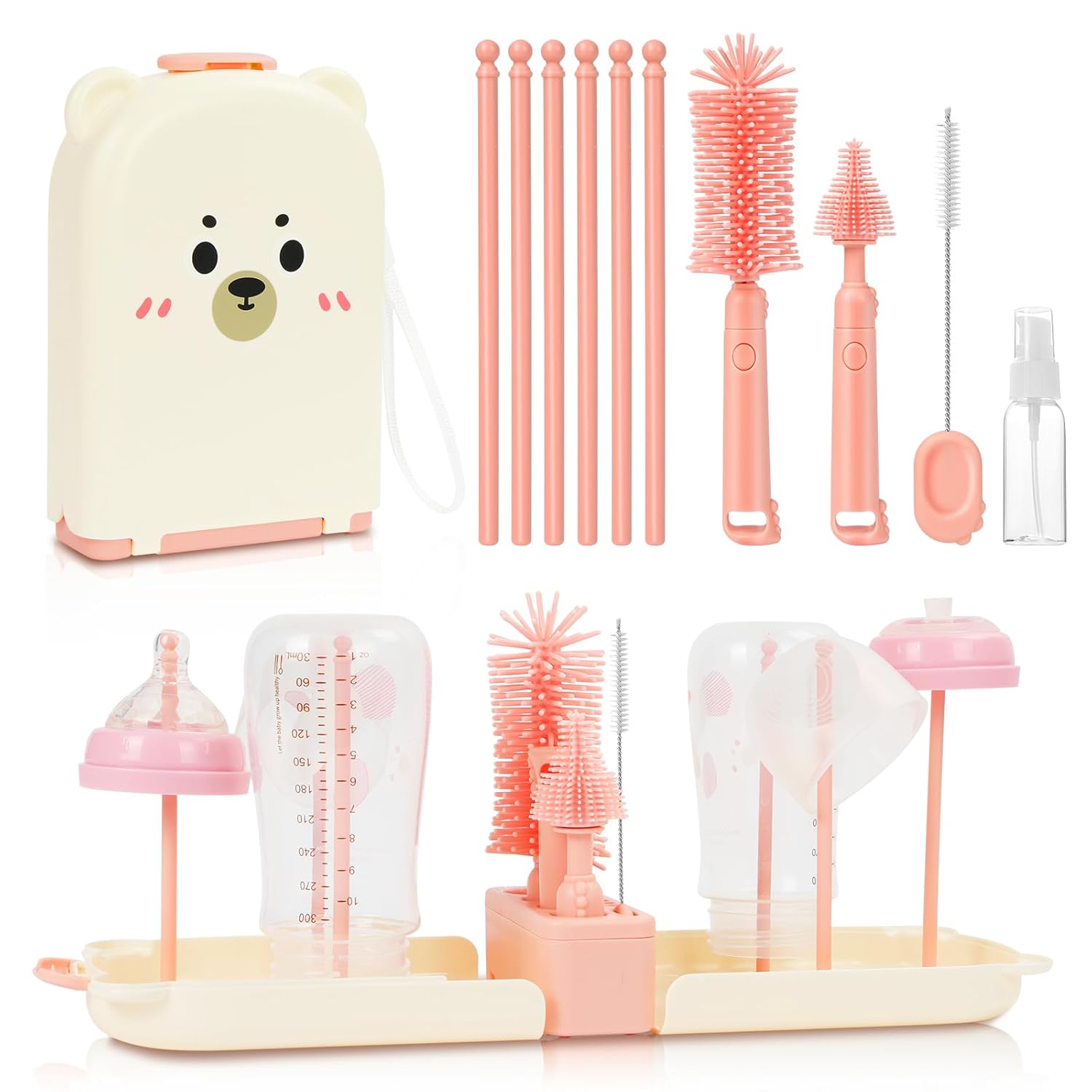 Detalle de Vicloon 6 in 1 Reise Baby Flaschenbürsten Set – BPA-frei, Silikonkopf & Reiseset