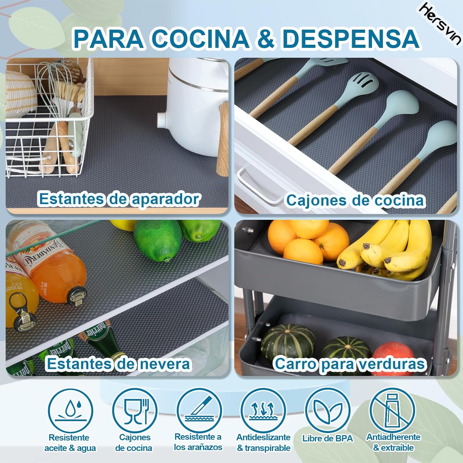 Thumbnail 3 de Hersvin Protector de Cocina 30cm x 300cm, EVA, Gris Oscuro 🛡