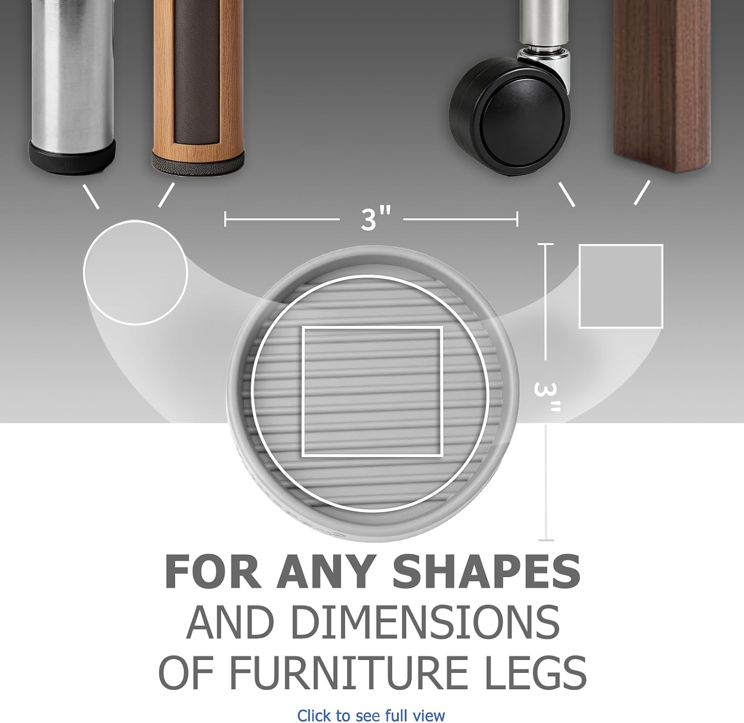 Thumbnail 2 de Yelanon FC3-8R-hui Furniture Cups, 3-Inch Round Rubber, 8-Pack