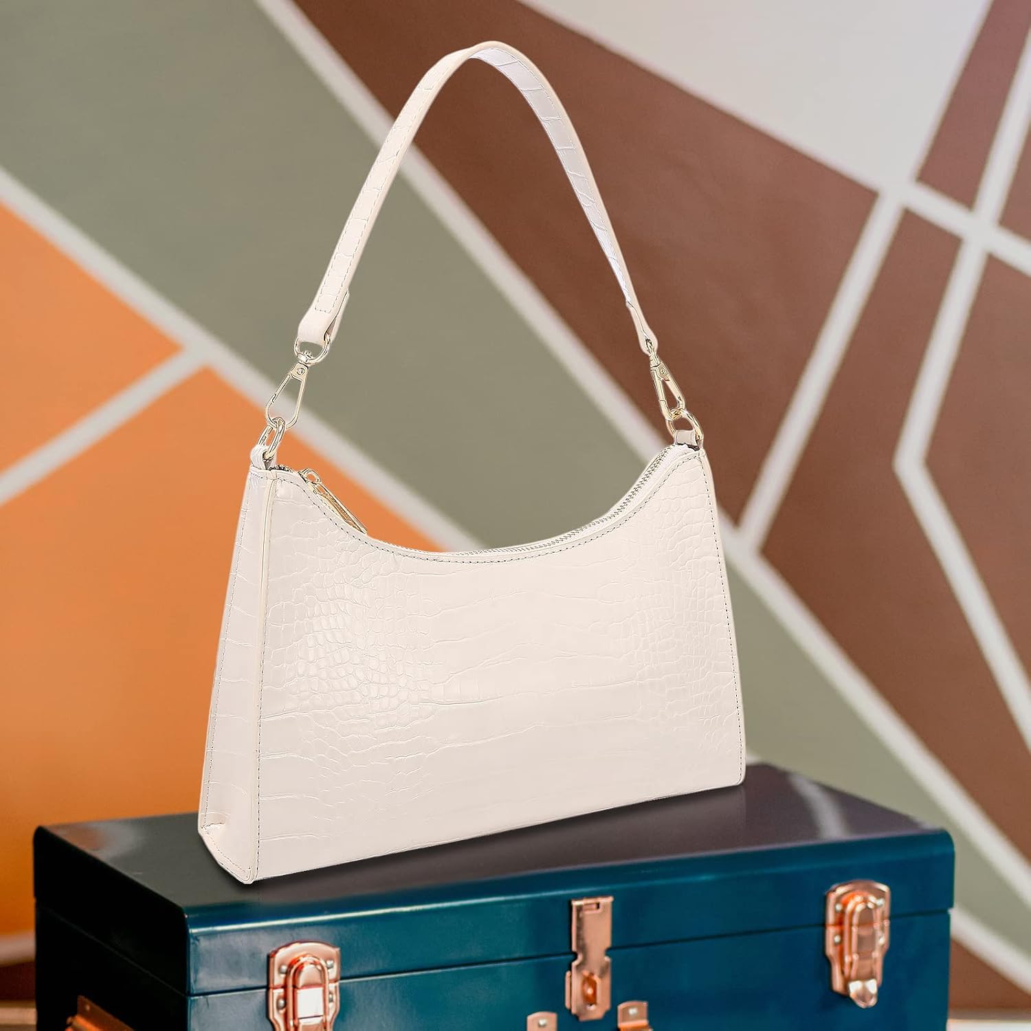 Thumbnail 6 de LOVEVOOK Damen Handtasche Klein Umhängetasche – Crocodile-Muster, Rot