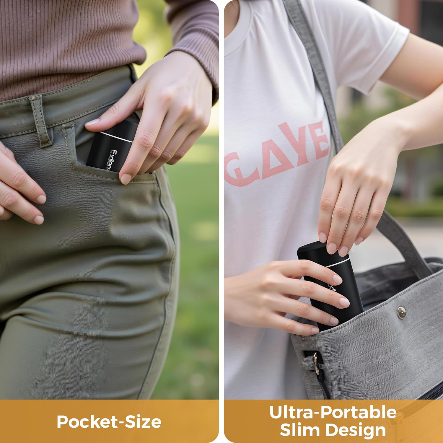 Detalle 2 de Exllena Upgraded Small Water Bottle for Handbag (250ml) – Mini Flask for Hot & Cold Drinks, Black
