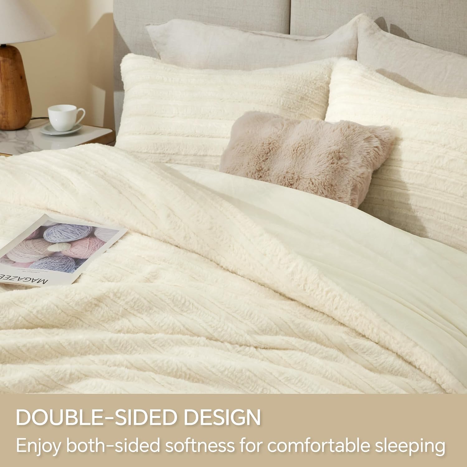 Detalle 2 de BEDELITE Queen Plush Faux Fur Comforter Set