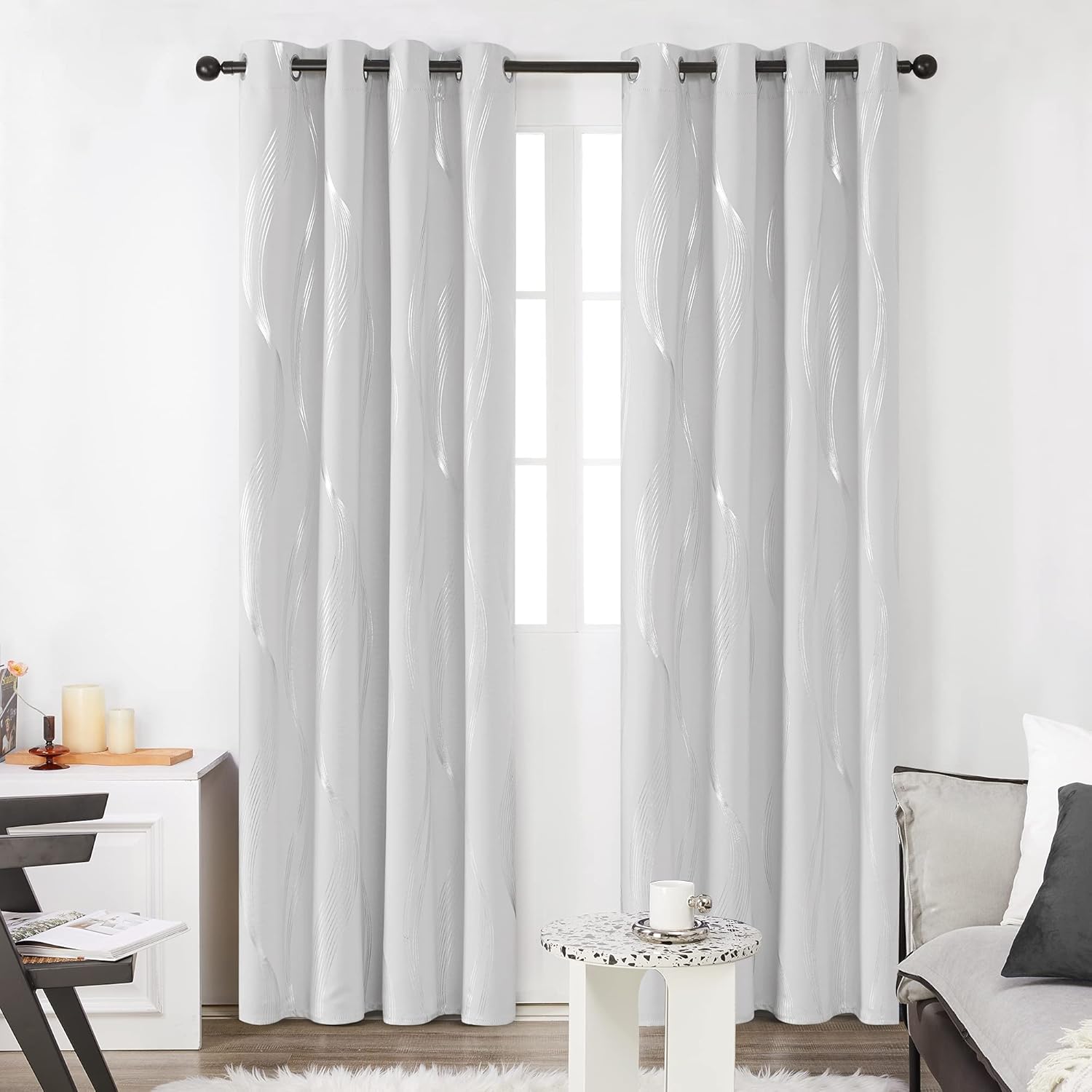 Thumbnail 1 de Deconovo Tende Oscuranti Tripla Tessitura 140x180 cm – Grigio Perla, 2 Pannelli