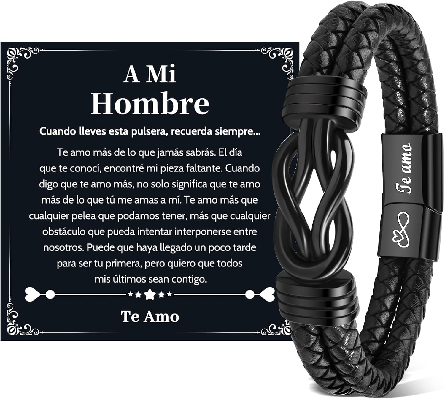 Imagen de VU100 Pulseras para Hombre Regalos para Hombre Regalos de Cumpleaños para Él Pulseras de Cuero Cumpleaños Navidad San Valentín para Novio Marido en OfertitasTOP