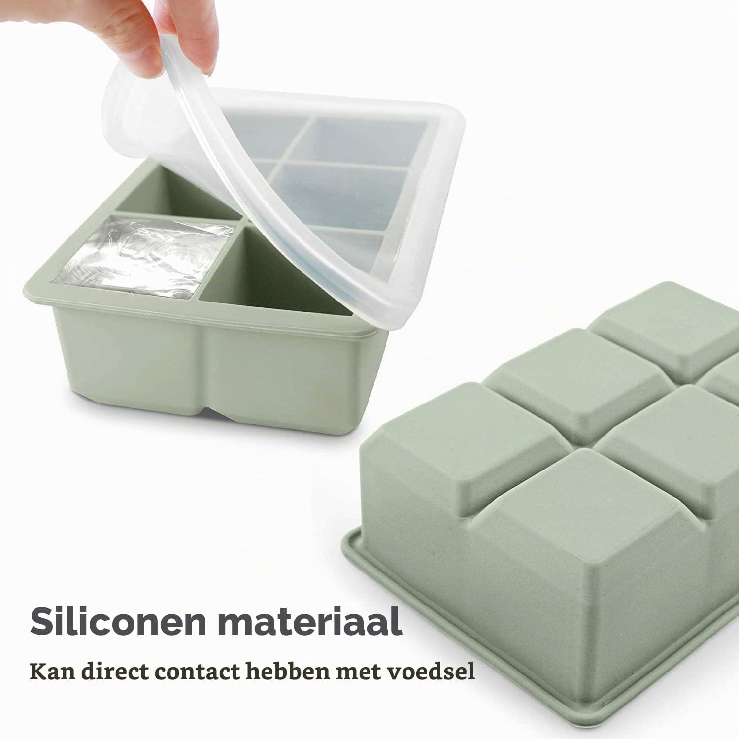 Detalle de Jisile Square-3 siliconen ijsblokjesvormen, set van 3 met XL-blokjes van 5 cm