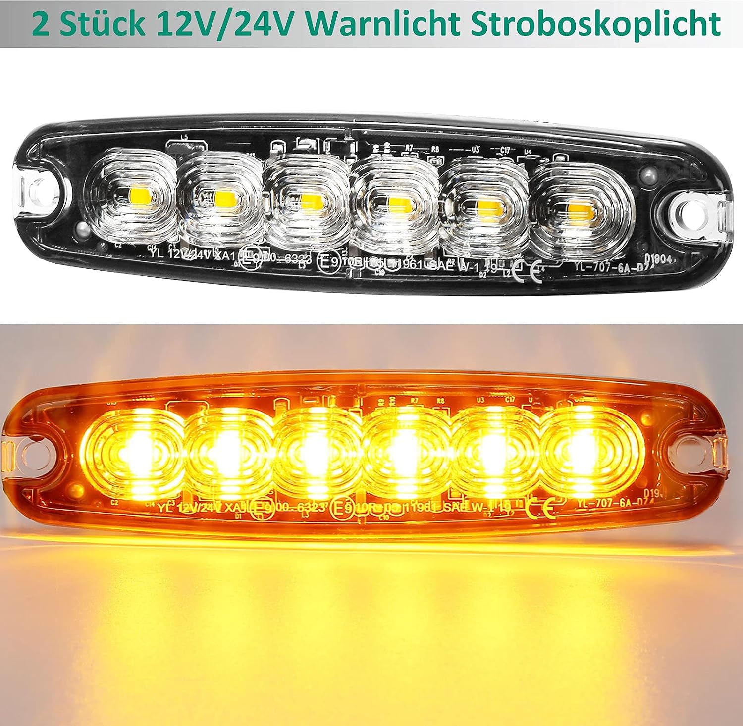 Thumbnail 6 de AGRISHOP LED Emergency Strobe Lights 12v/24v 20W – Ultra Slim Amber Hazard Bar for Vehicles