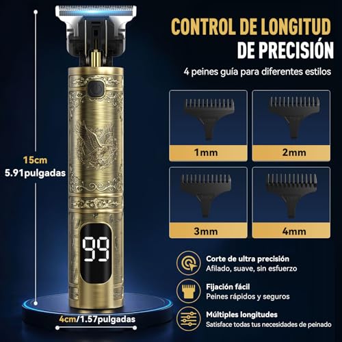 Detalle de Máquina de Cortar Pelo Hombre Solati: Cortapelos inteligente, inalámbrica y con pantalla LED – kit profesional