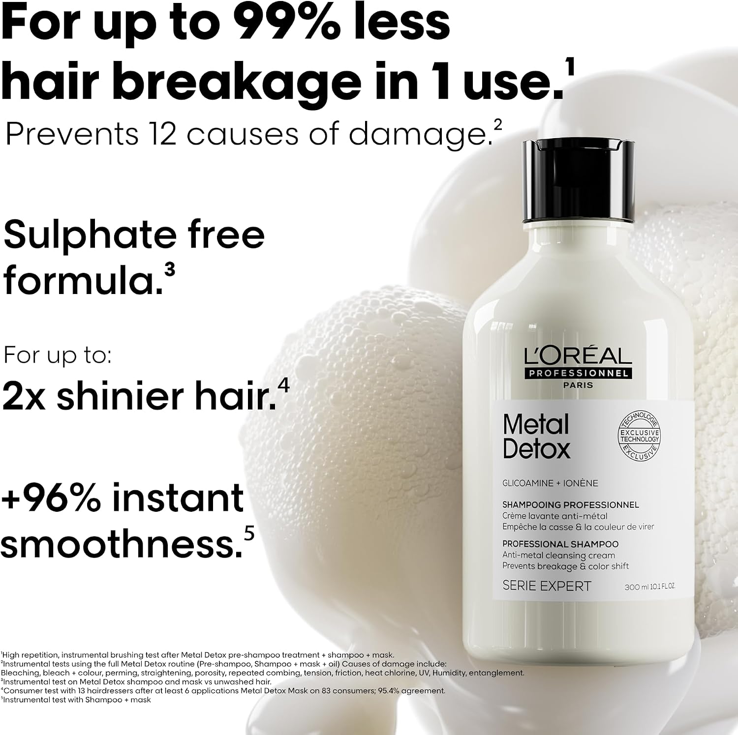 Detalle 2 de L’Oréal Professionnel Metal Detox Shampoo (300ml) — sulphate-free vegan clarifying for colour and breakage protection
