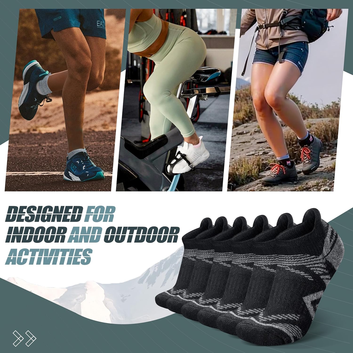 Thumbnail 5 de ANTSANG No Show Socks for Men and Women — Merino Wool Ankle Socks for Hiking and Running