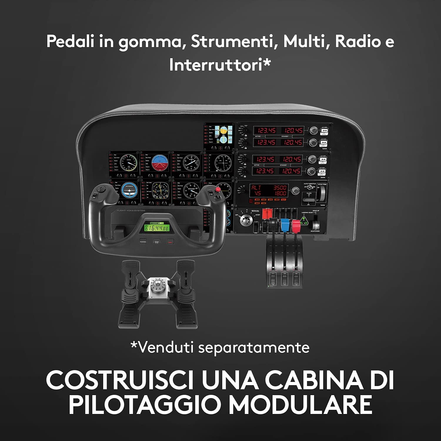 Thumbnail 3 de Logitech G Saitek Pro Flight Yoke System (PC, USB) con leva in acciaio e 75 controlli programmabili – nero