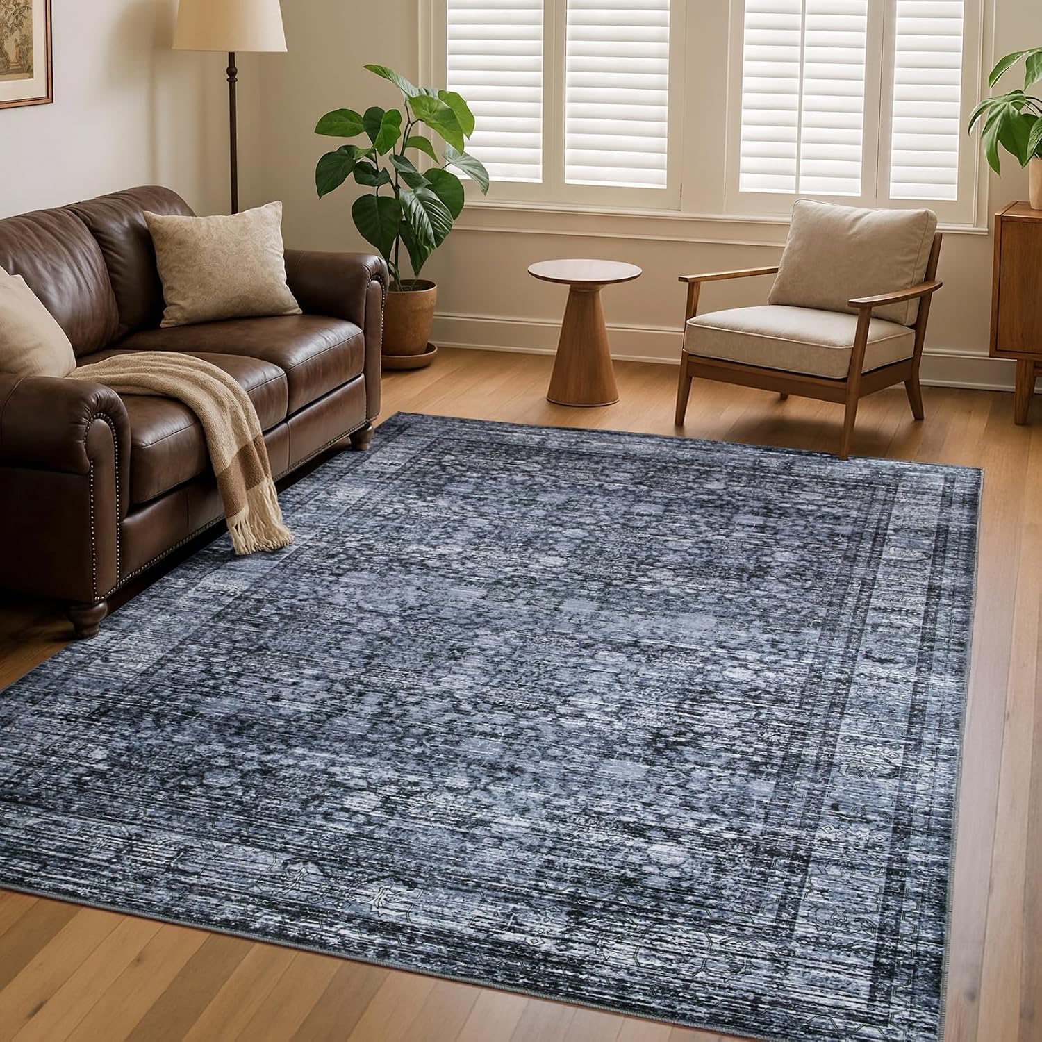 Thumbnail 6 de Vintage 8x10 Floral Area Rug, Machine Washable 🧾