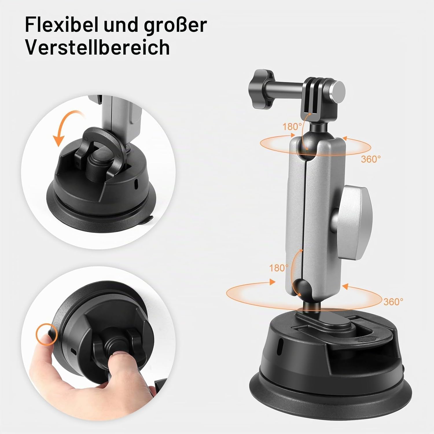 Detalle de PULUZ Saugnapfhalterung Upgrade: Tragbare Kamera-Saugnapfhalterung für GoPro, DJI Osmo Action und Insta360