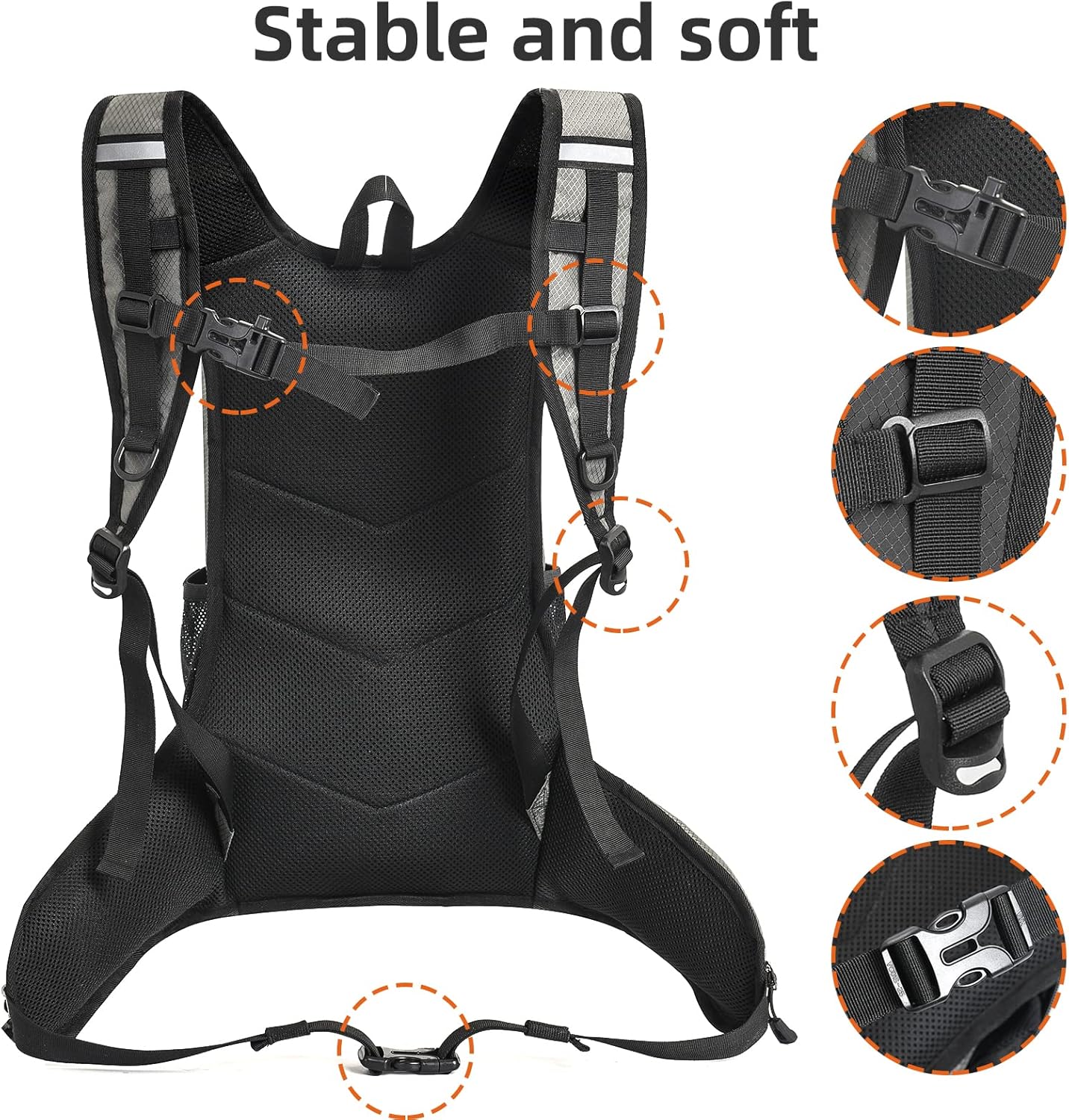 Detalle de buffup® Sac de vélo VTT et randonnée Ultra-léger 15L (0,46 kg) avec poche à eau et système d’hydratation