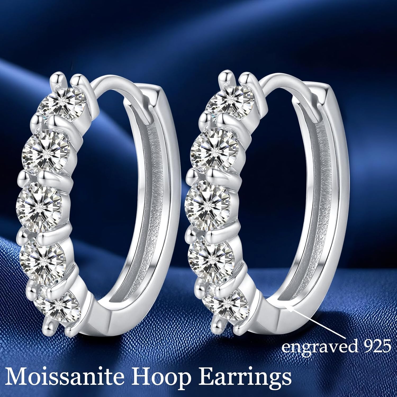 Thumbnail 2 de MISUMOR Moissanite Creolen Ohrringe Silber 925 – Echt Moissanit, 12,8 mm Innendurchmesser
