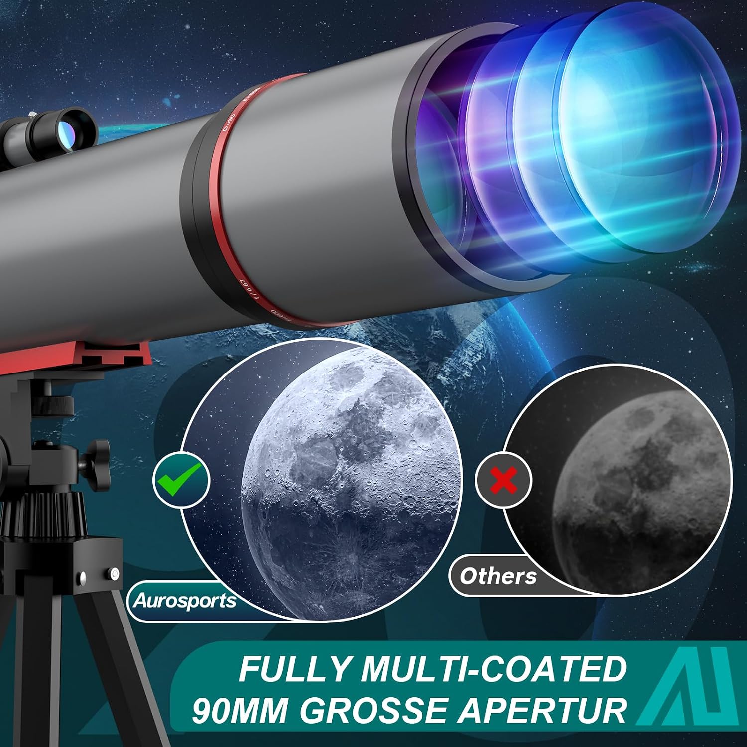 Thumbnail 1 de Aurosports Astronomie Teleskop 90 mm